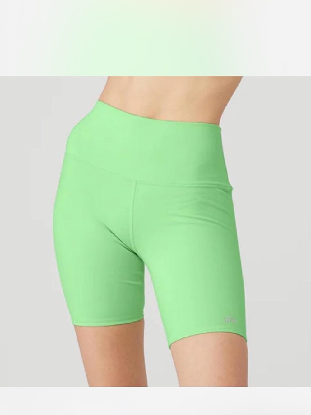 ALO Yoga High-Waist Lime Green Bike Shorts size L